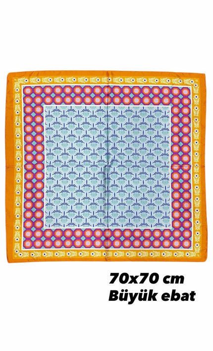 Büyük Boy Kare Fular Toka Petek Desenli 70 x70 cm