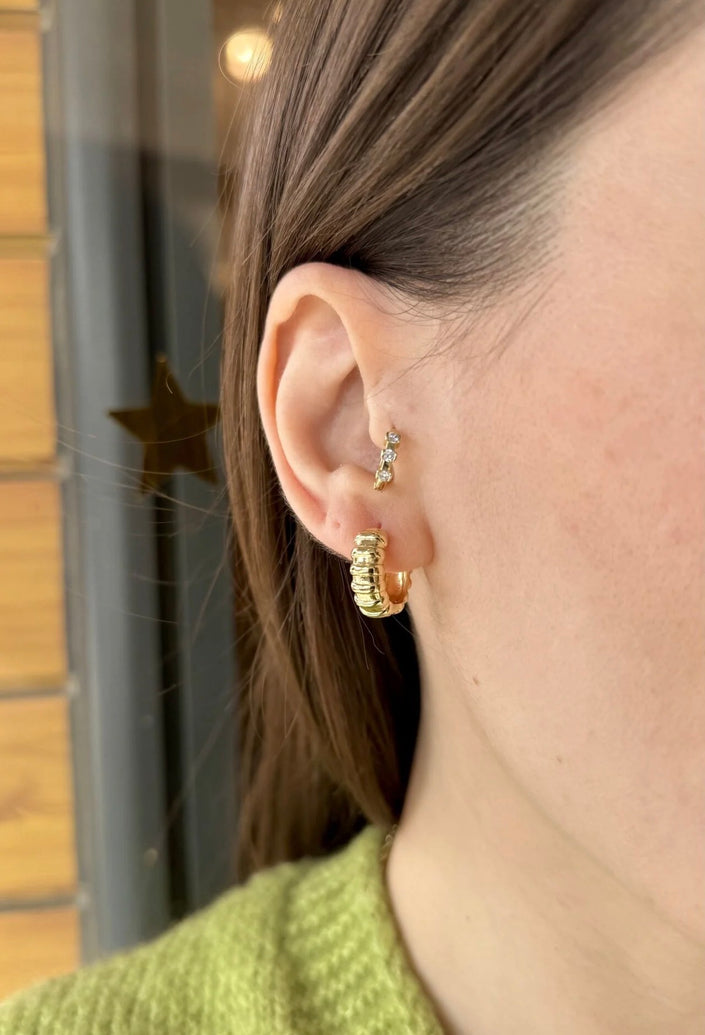 VIP Sıra Kemerli Halka Küpe 14K