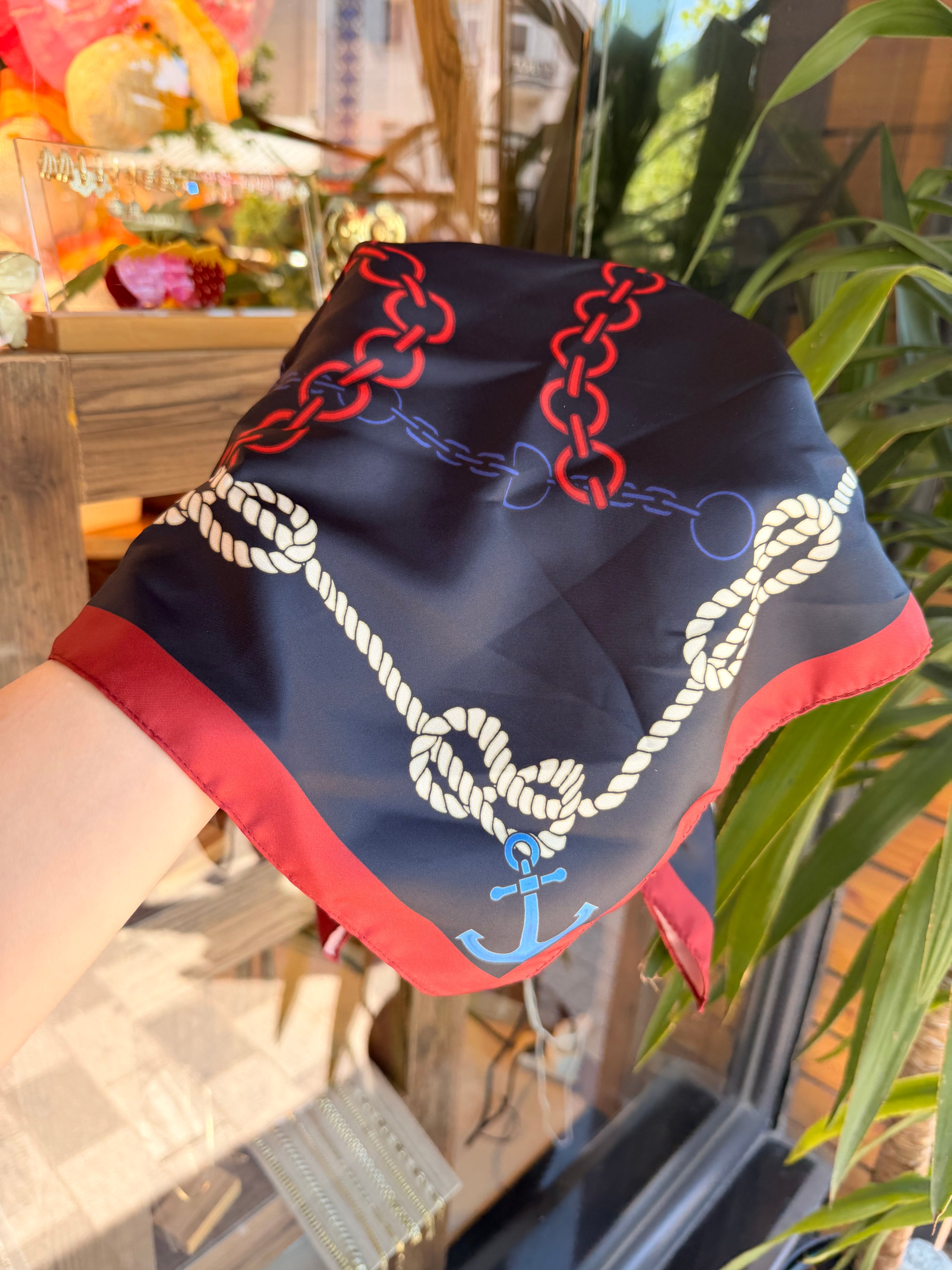 Çapa Modelli Kare Fular Toka 55 x 55 cm