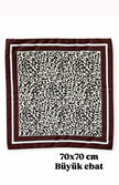 Büyük Boy Kare Fular Toka Kahve Şeritli Leopar 70 x 70 cm