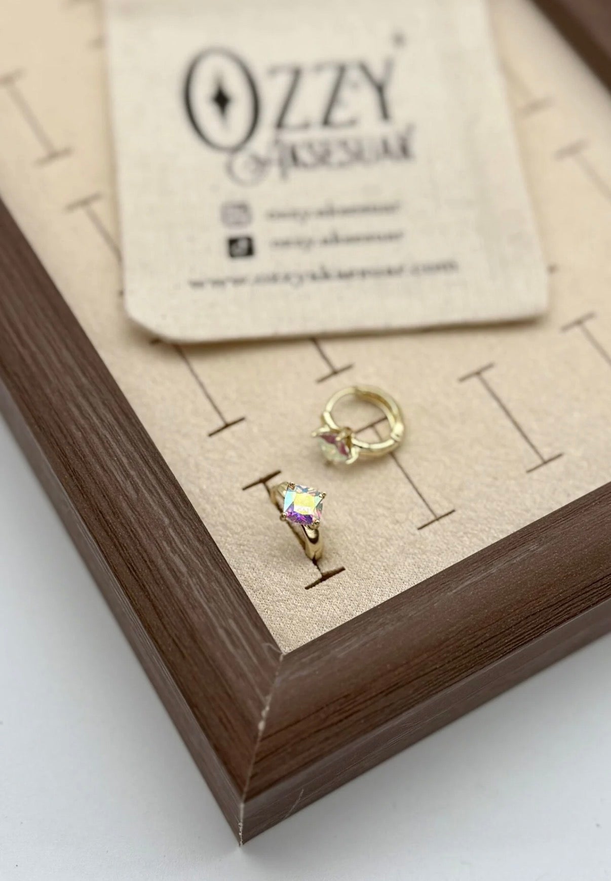 VIP Kristal Opal Tek Taşlı Halka Küpe 14K