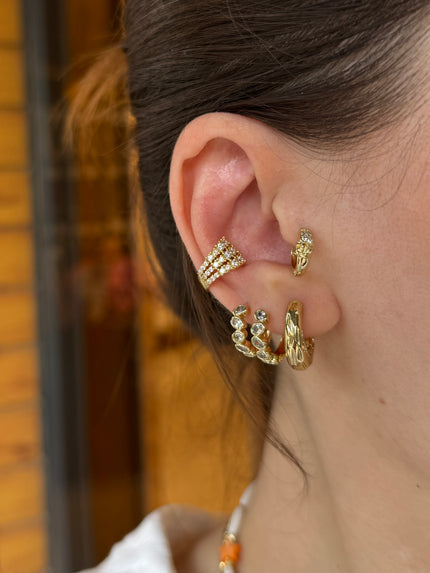 3 Sıra Taşlı Earcuff Kıkırdak Küpe 1 Adet