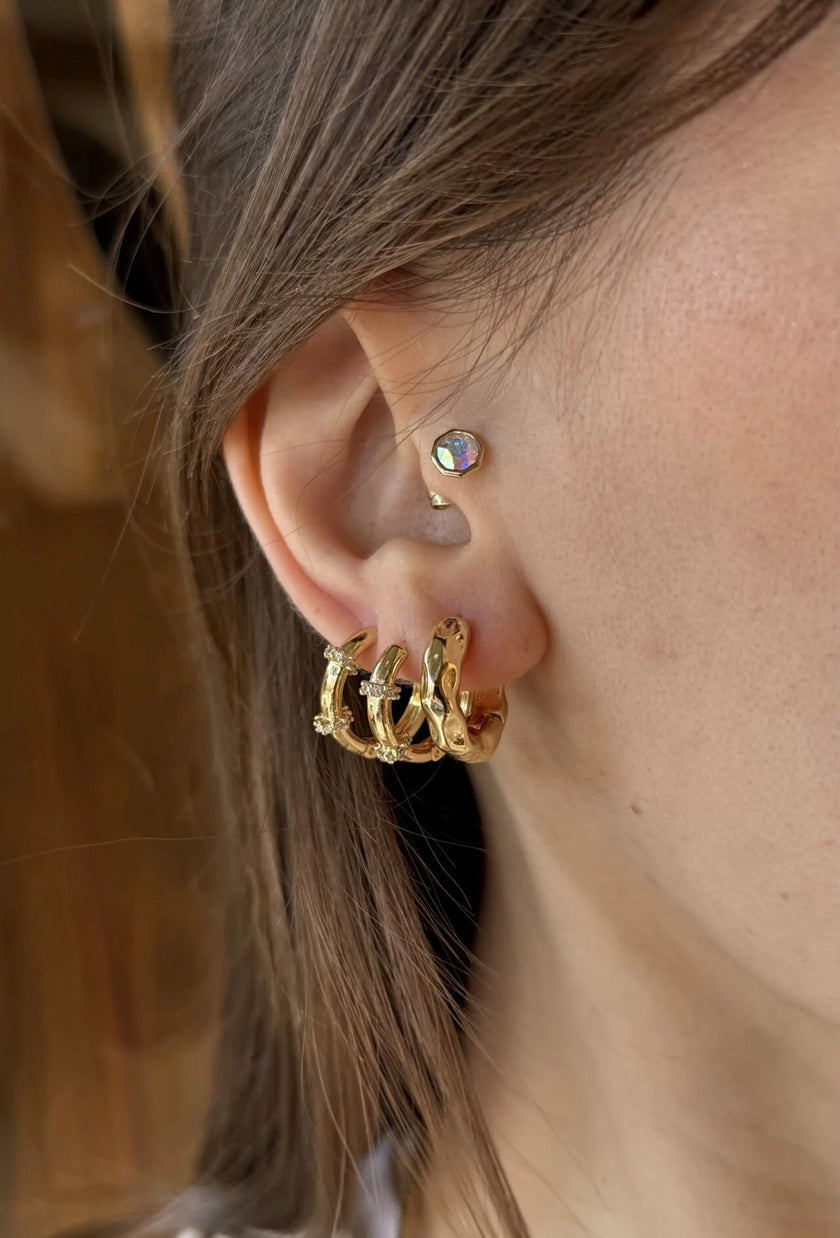 VIP Ezmeli Halka Küpe 14K