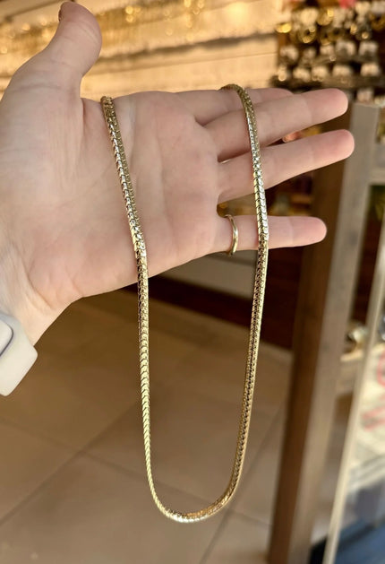 VIP Balık Sırtı Örgü Zincir Kolye 14K 60 cm