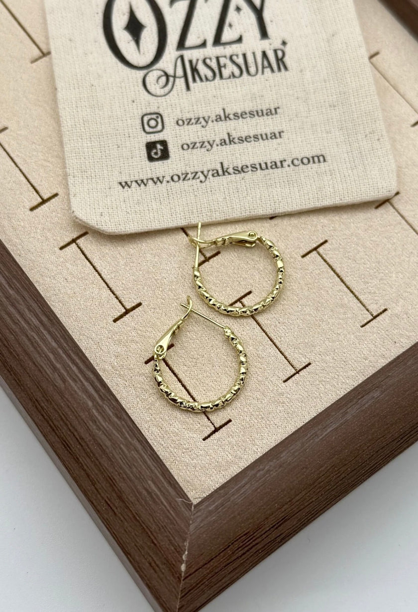 VIP Ezmeli Halka Küpe Küçük 14K