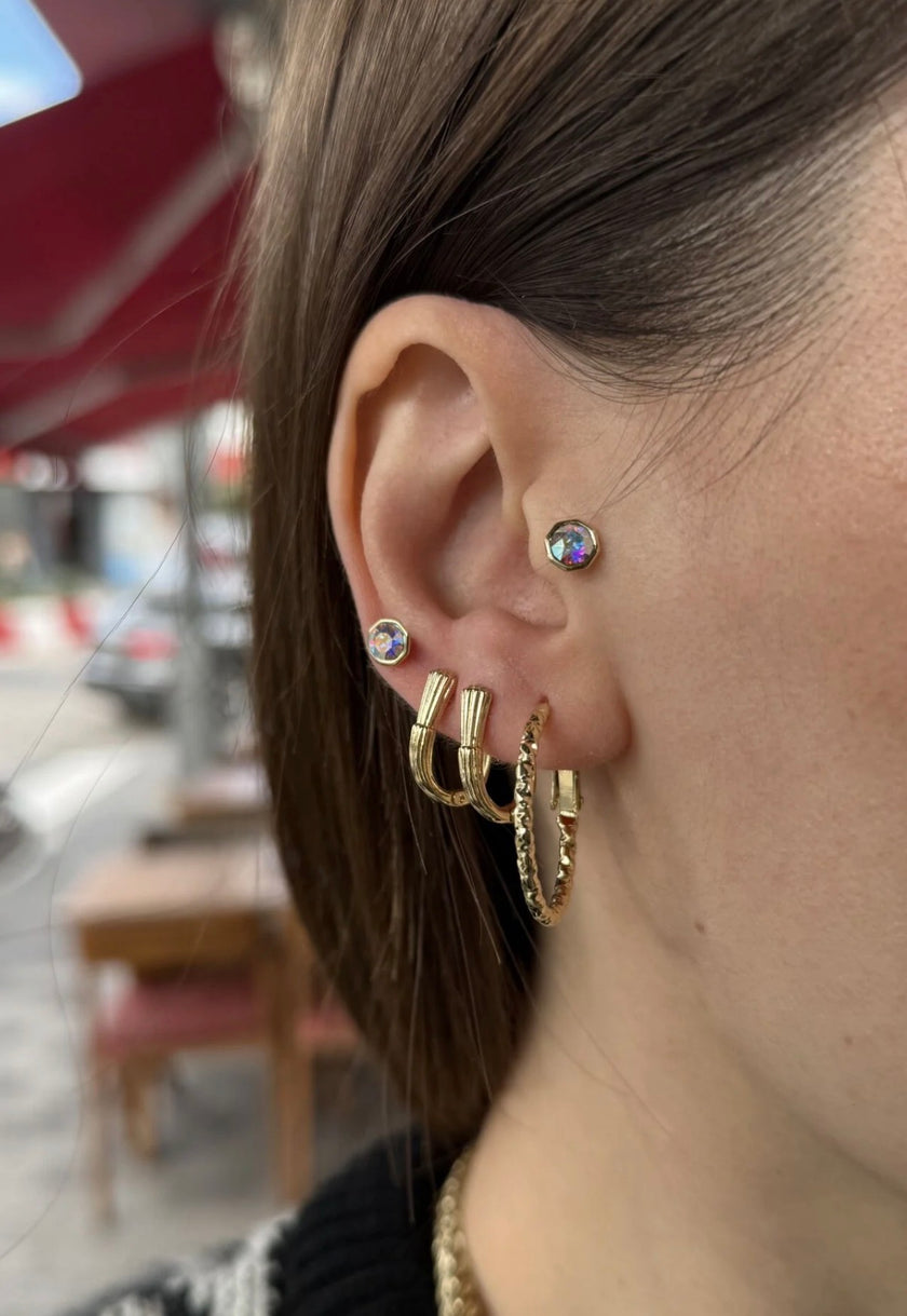 VIP Ezmeli Halka Küpe Orta Boy 14K