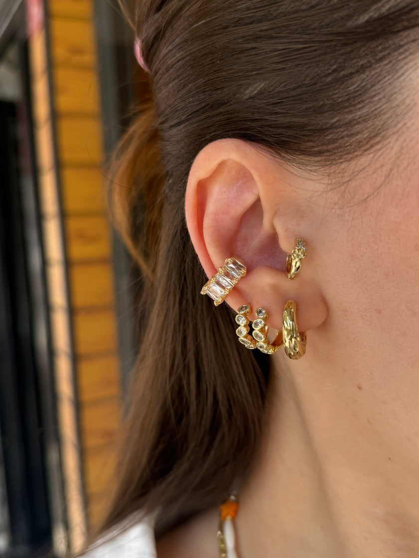 Sıra Baget Taşlı Earcuff Kıkırdak Küpe 1 Adet