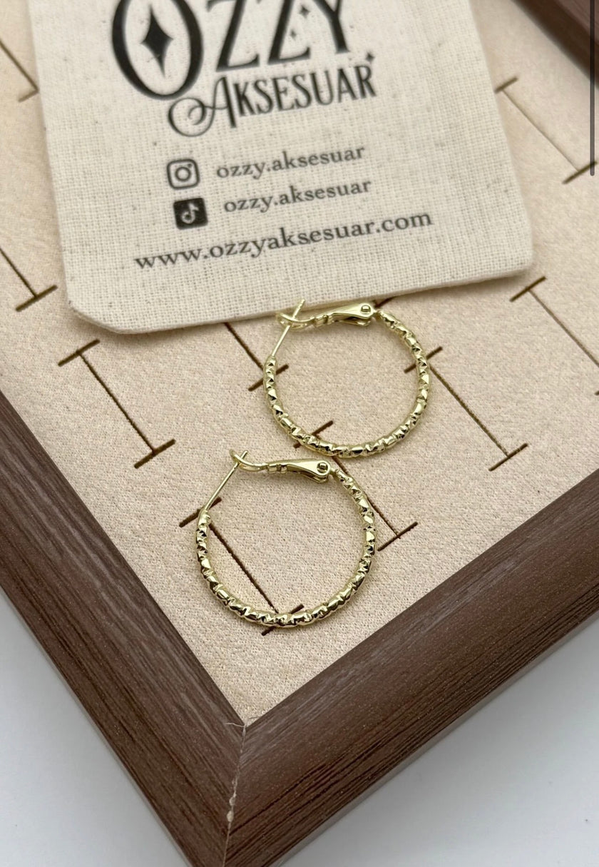 VIP Ezmeli Halka Küpe Orta Boy 14K