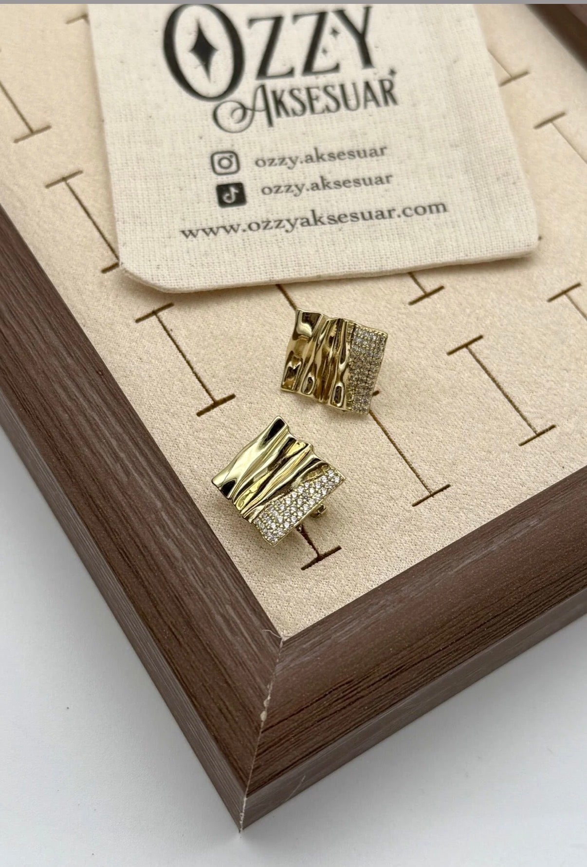 VIP Gömme Taş İşleme Kıvrımlı Küpe 14K