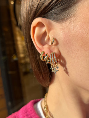 VIP 3'lü Set Küpe Gömme Taş Kafes Kuzey Yıldızlı