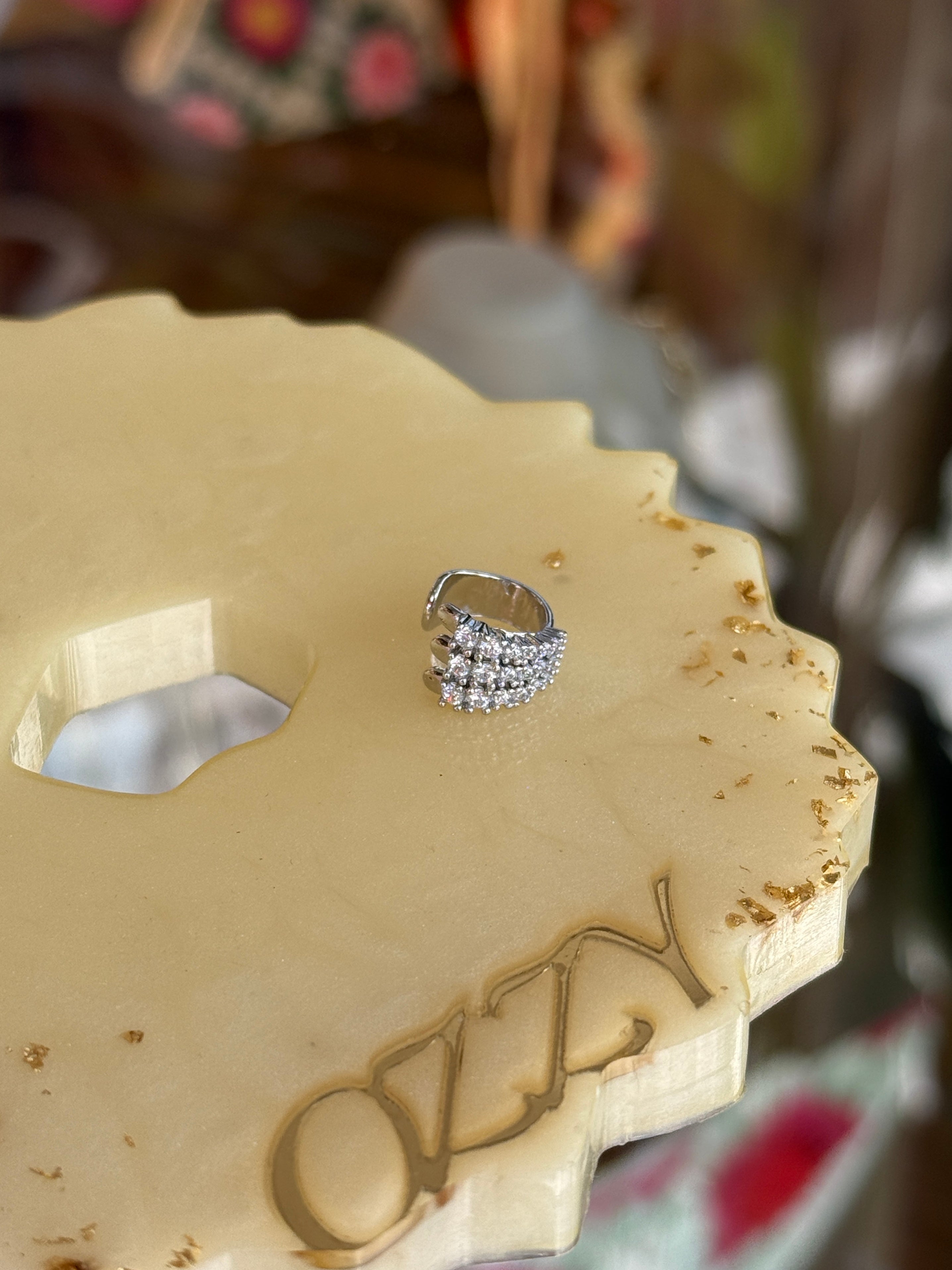 3 Sıra Taşlı Earcuff Kıkırdak Küpe 1 Adet Gümüş Renk