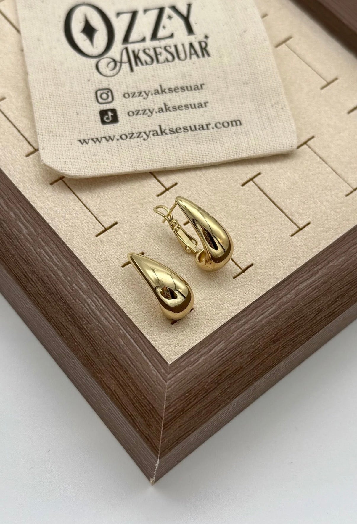 VIP Damla Model Halka Küpe 14K