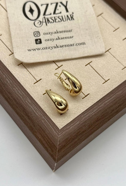 VIP Damla Model Halka Küpe 14K