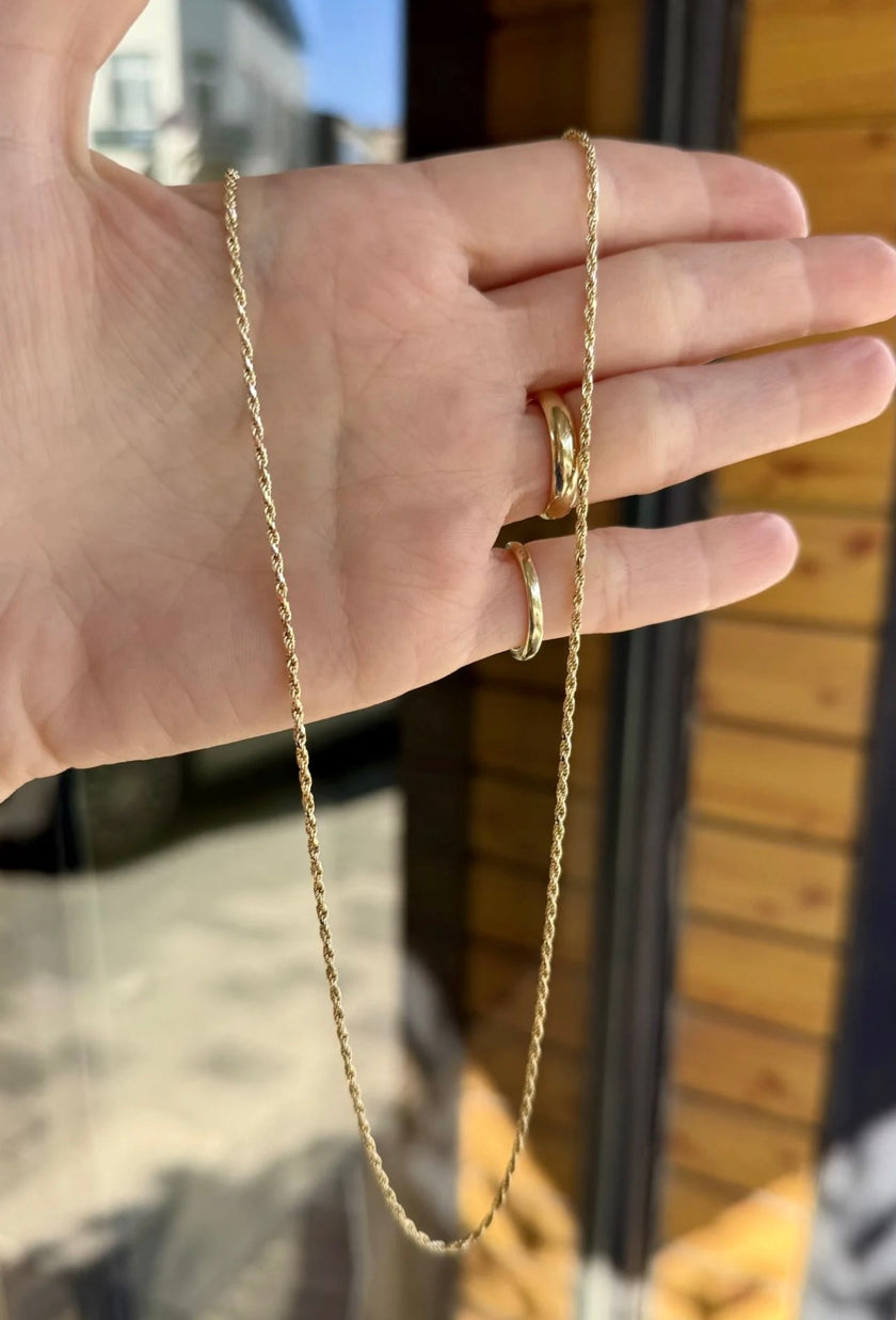 VIP İnce Burgu Zincir Kolye 45 cm 14K