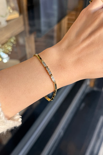 VIP Orta 3 Kemeri Taş İşlemeli Bileklik 14K 20 cm