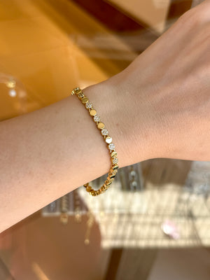 VIP Aralıklı Gömme Taşlı Sıra Yuvarlak Bileklik 17 + 2 cm