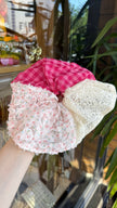 Ekose Detay Dantelli Büyük Simit Toka Pembe