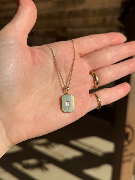 VIP Gömme Baget Taşlı Plaka Kolye 45 cm