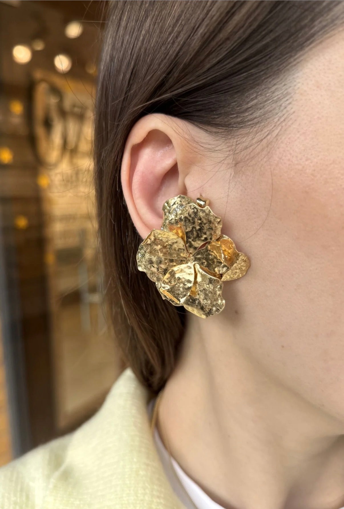 Ezme Plaka Çiçek Küpe