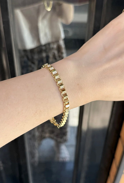 VIP Taş Detaylı Piramit Bileklik 17 + 3 cm 14K