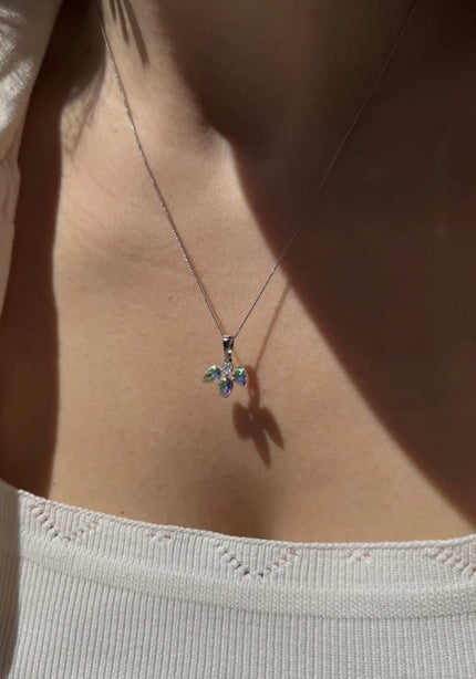 VIP Opal 3 Yapraklı Kolye 45 cm Gümüş Renk