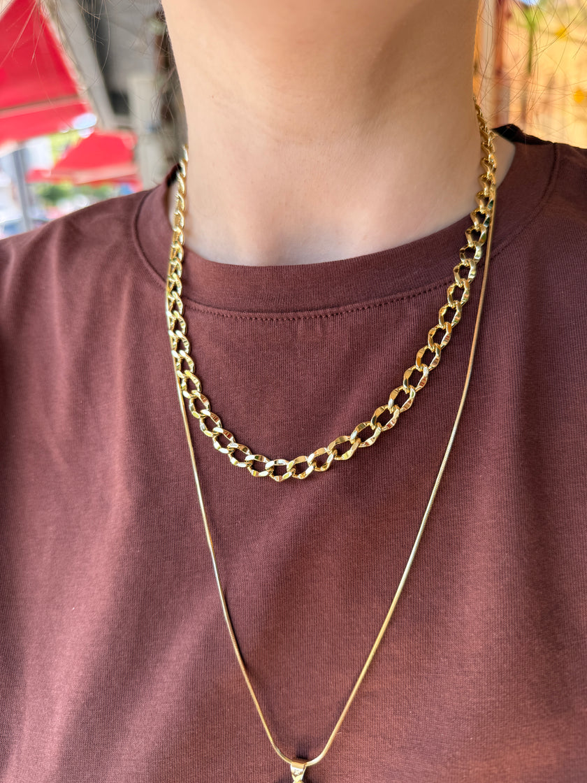 VIP Kesme Kenarlı Oval Zincir Kolye 45 cm