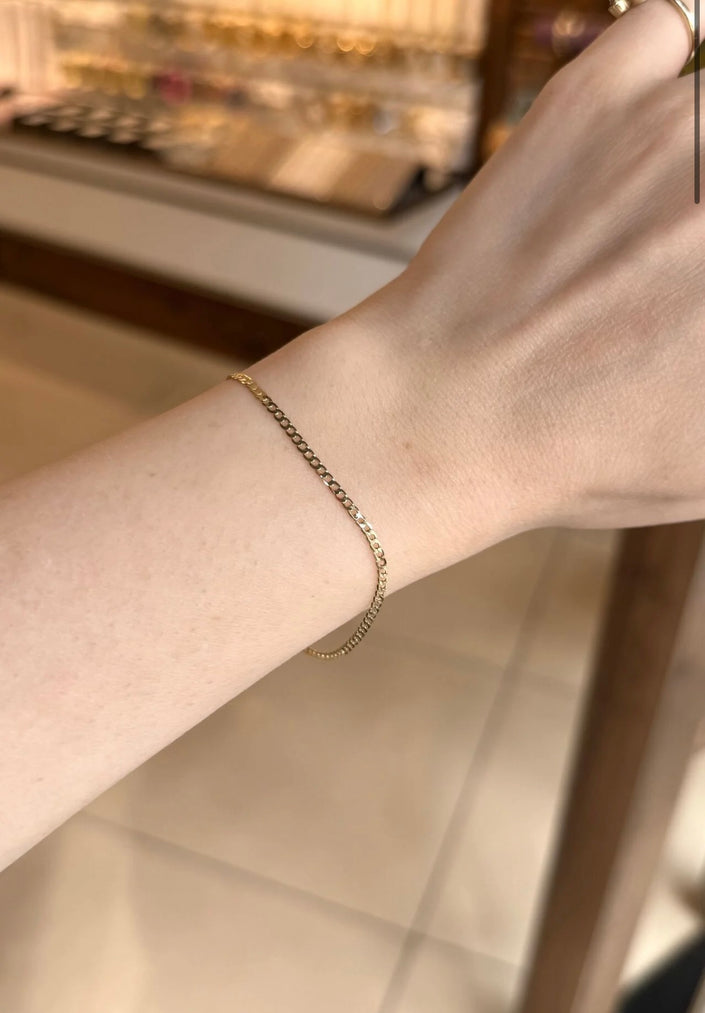 VIP İnce Örgü Zincir Bileklik 17 cm 14K