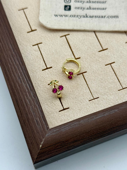 VIP Taşlı Kiraz Halka Küpe