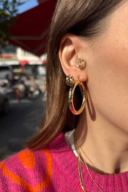 Üzeri 3 Sıra Şeritli Boru Halka Küpe Orta Boy