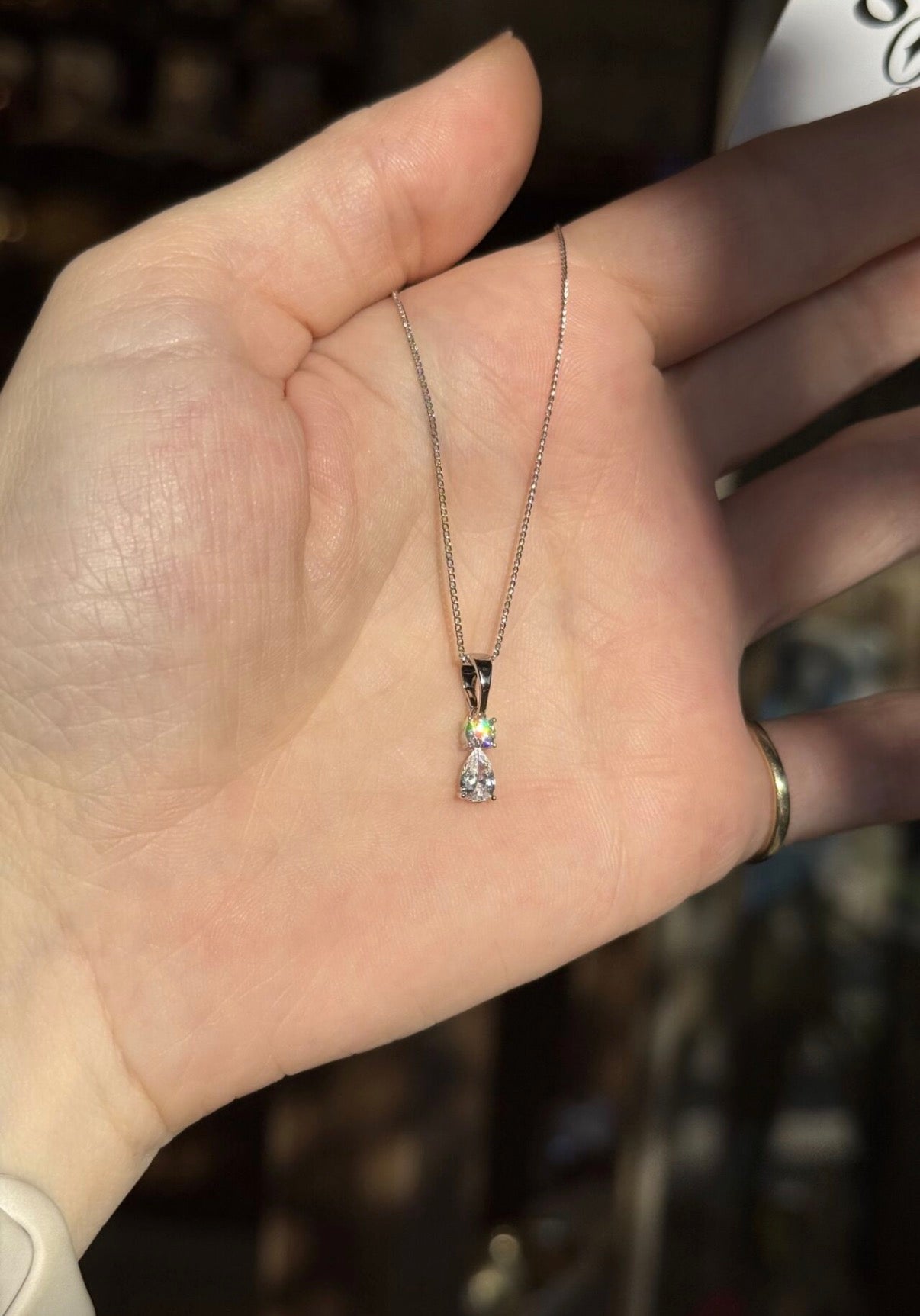 VIP Damla ve Yuvarlak Çift Zirkon Taşlı Kolye 45 cm Gümüş Renk