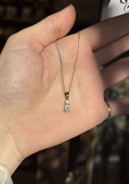 VIP Damla ve Yuvarlak Çift Zirkon Taşlı Kolye 45 cm Gümüş Renk