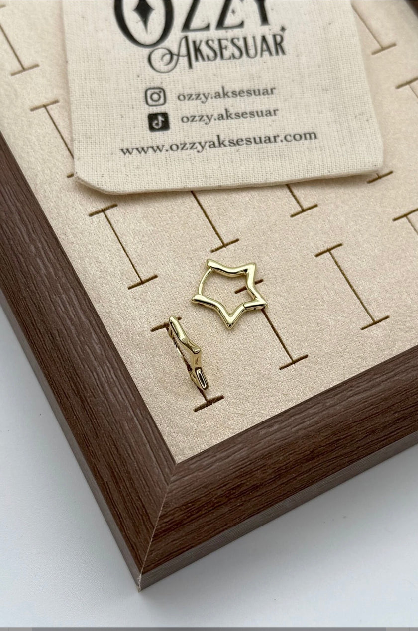 VIP 3 Boyutlu Yıldız Küpe 14K