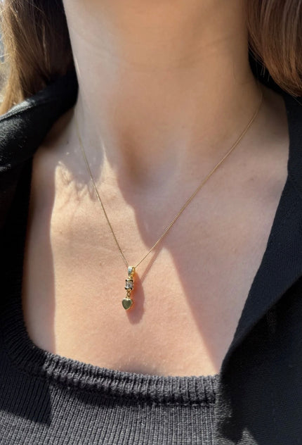 VIP Kalp Uçlu Zirkon Taş Silindir Model Kolye 45 cm