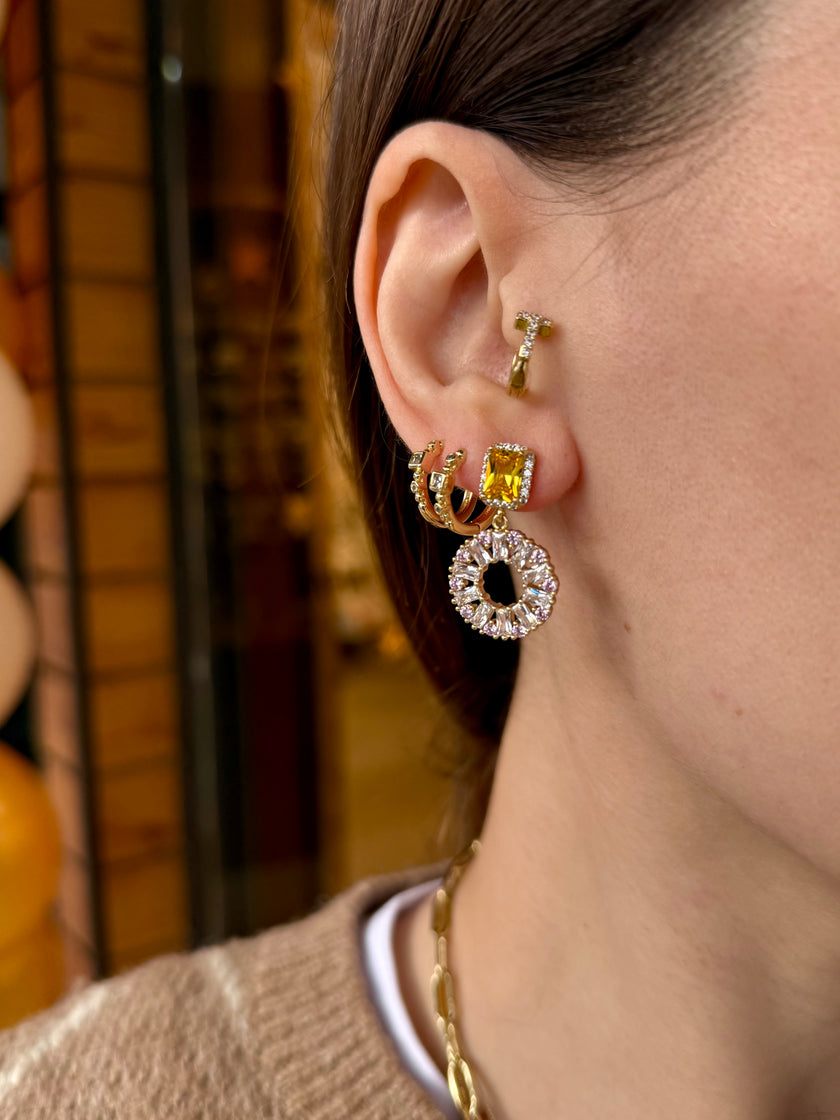 VIP Kristal Zirkon Taş İşleme Sallantılı Küpe