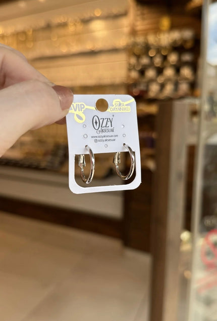 VIP İnce Sade Halka Küpe 2 cm Gümüş Renk