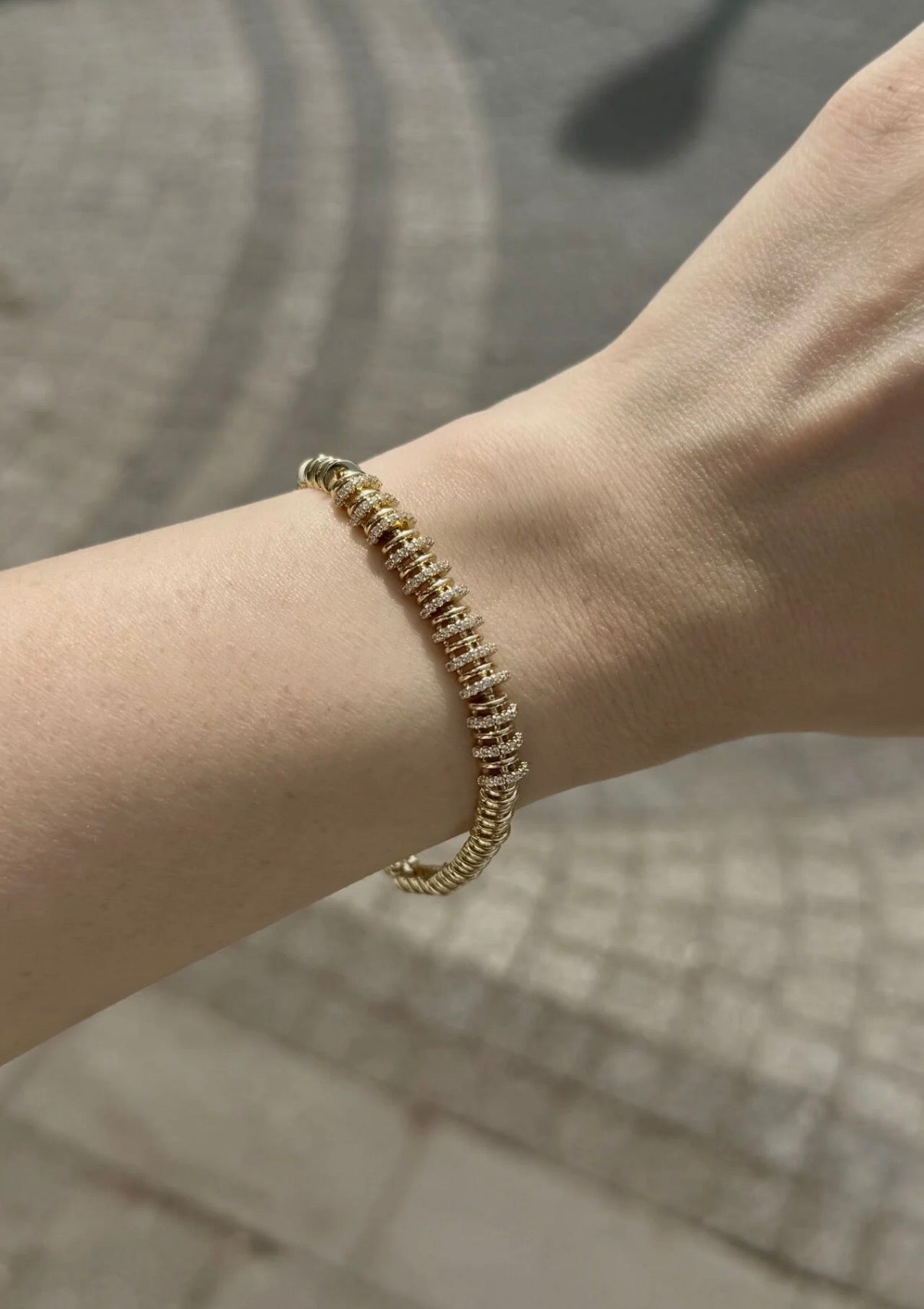 VIP Ortası Sıra Gömme Taşlı Link Model Bileklik 17 + 3 cm 14K