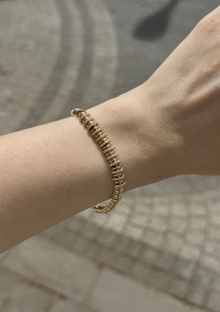 VIP Ortası Sıra Gömme Taşlı Link Model Bileklik 17 + 3 cm 14K