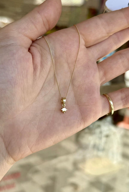 VIP Minimal Kuzey Yıldız Uçlu Kolye 45 cm 14K