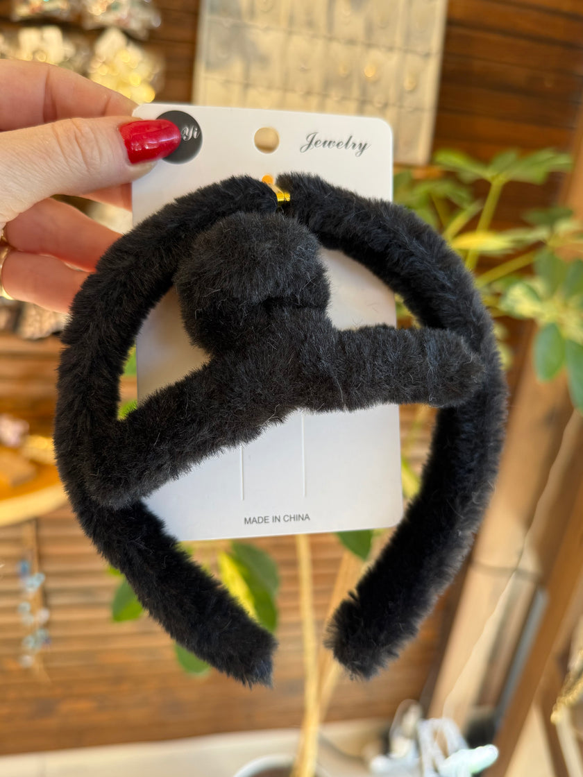 Peluş Taç Toka Seti Siyah