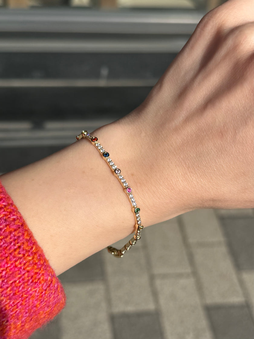 VIP Renkli Yuvarlak Taş Detaylı Su Yolu Bileklik 17 + 2 cm