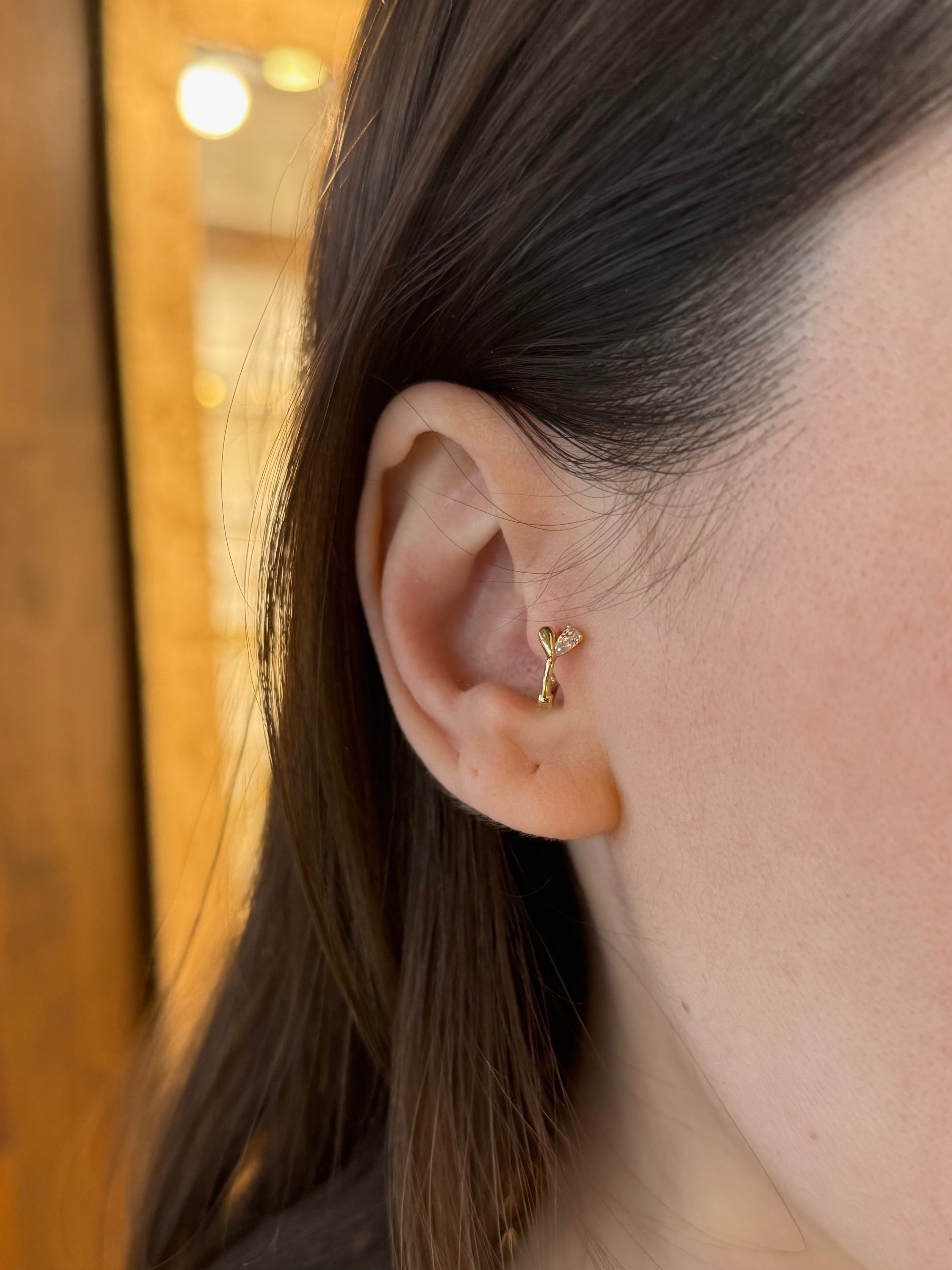 VIP Damla Taşlı Kalp Model Minik Halka Küpe