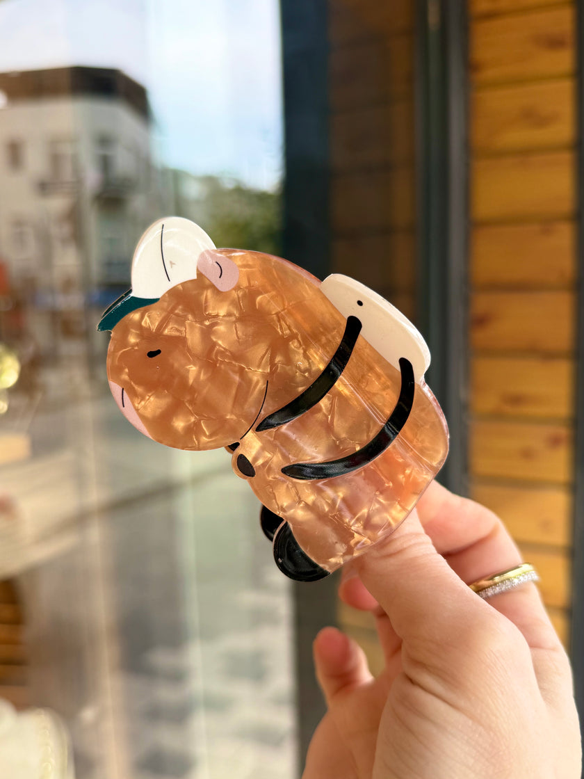 Sedefli Kapibara Model Asetat Sağlam Mandal Toka