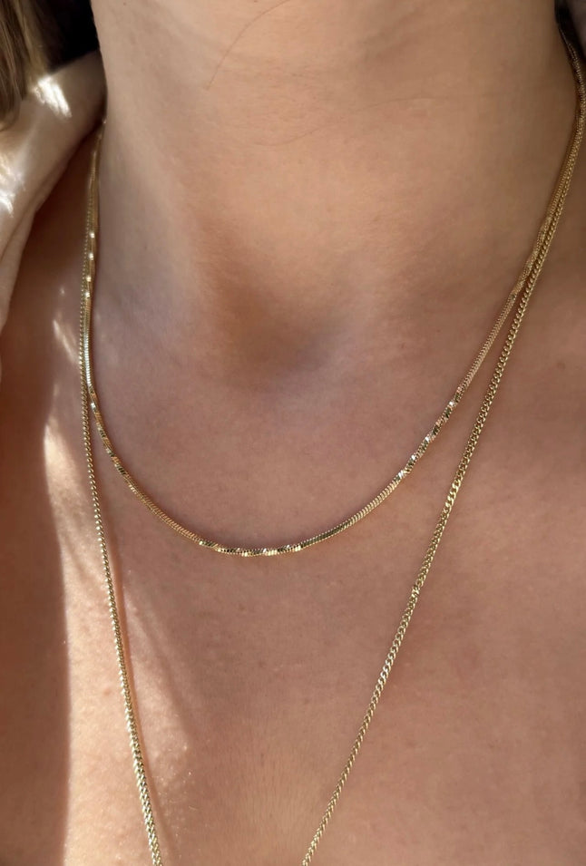 VIP Burgu Detaylı Yılan Sırtı Kolye 45 cm 14K