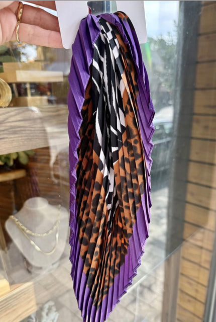 Mor Çerçeveli Zebra Desen Piliseli Fular