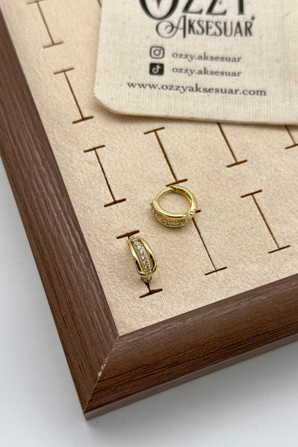 VIP Orta Sırası Taşlı Halka Küpe