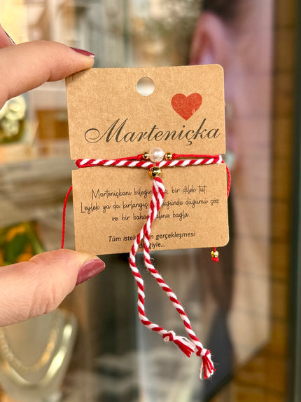 Marteniçka Mart İpi İkili Bileklik İnci