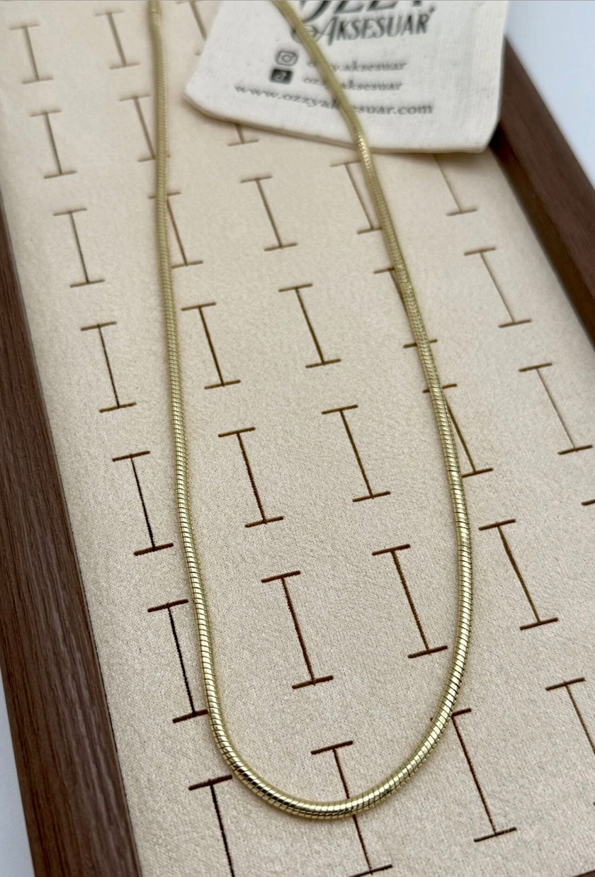 VIP Silindir Yılan Sırtı Zincir Kolye 45 cm 14K