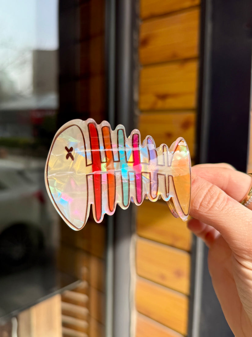 Sedefli Balık Model Asetat Sağlam Mandal Toka Renkli Kılçık