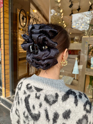 Ortası Kristal Taşlı Katlı Dolgun Mandal Toka