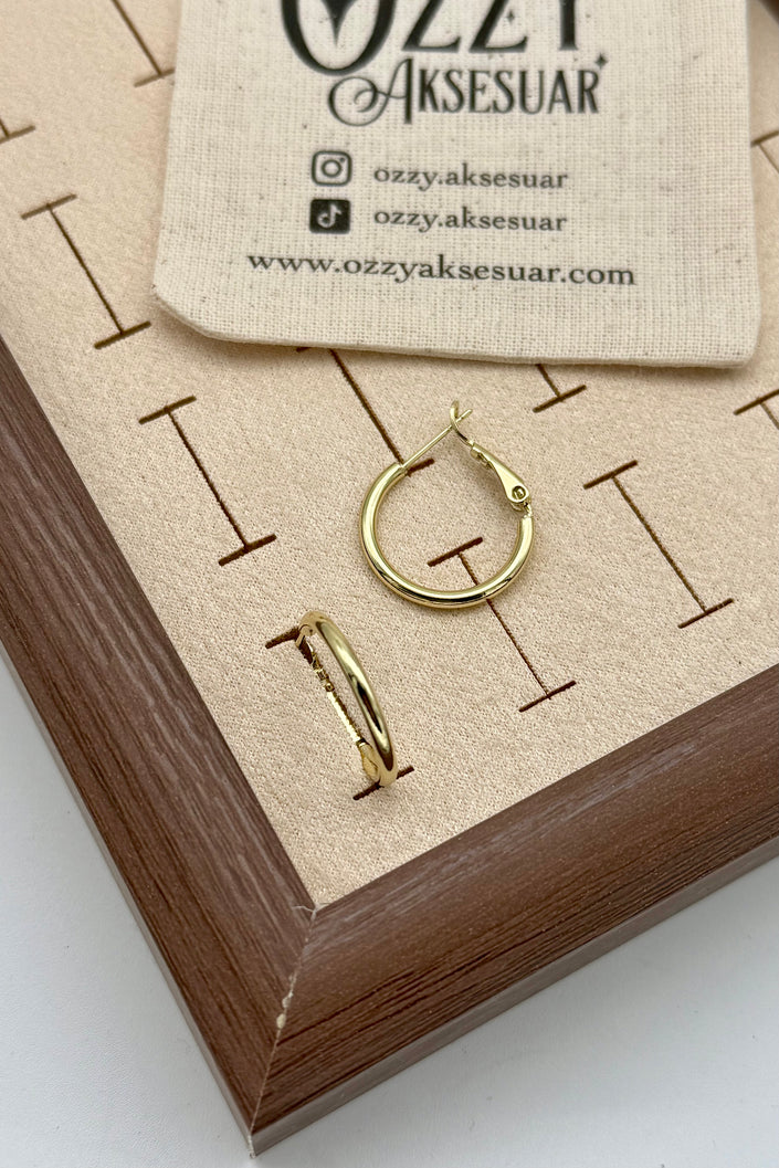 VIP İnce Sade Halka Küpe 1,5 cm 14K